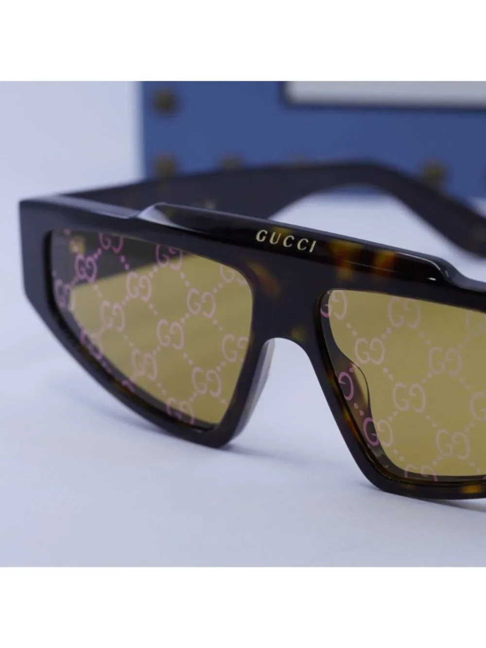 Gucci GG1591S 002 Browline Sunglasses - Havana / Yellow